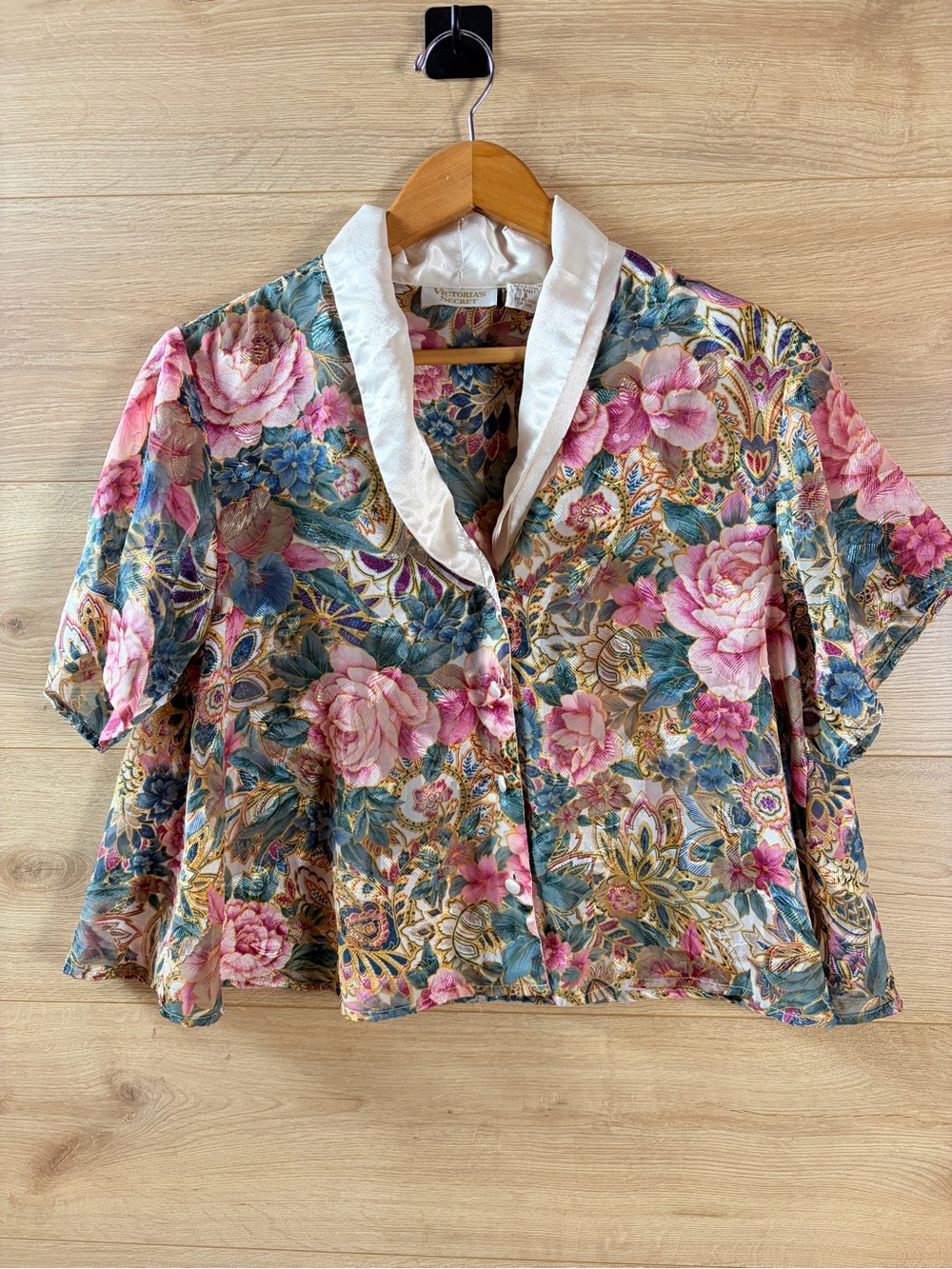 Vintage 90s Victoria's Secret Gold Label Floral Chiffon Top Romantic Core Blouse
